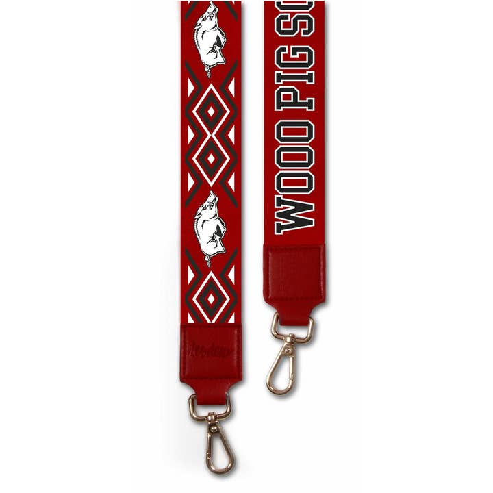 Arkansas Razorbacks purse strap in Crimson Red and White by Desden for wholesale by Desden