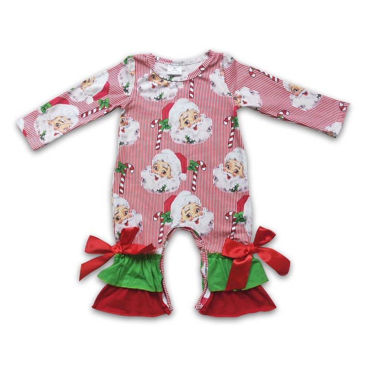 Yawoo Garments - Wholesale Jumpsuit - Baby - Santa print baby girls Christma romper1
