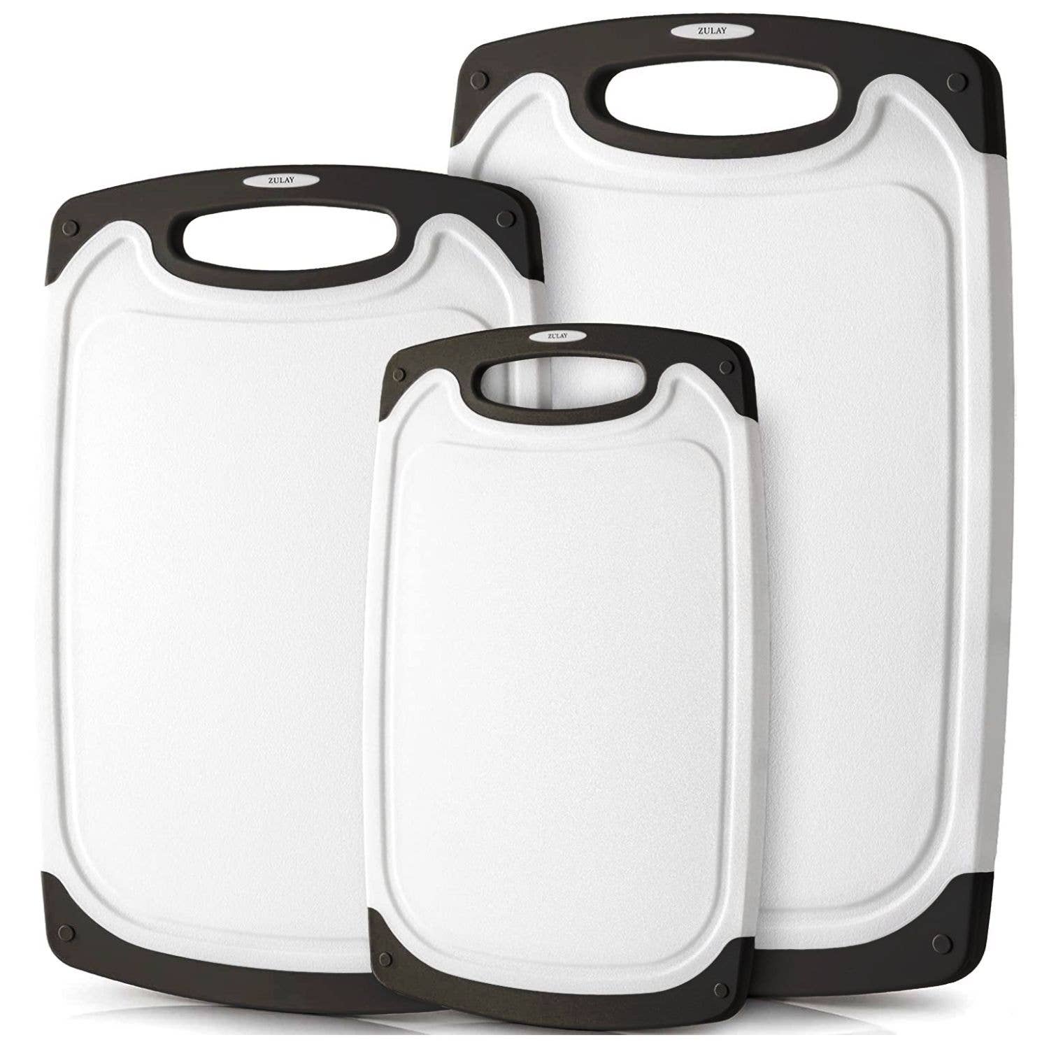 Zulay Kitchen - Vendita all'ingrosso Taglieri - Set di 3 Taglieri in Plastica – Scanalatura Antiscivolo per Succhi15