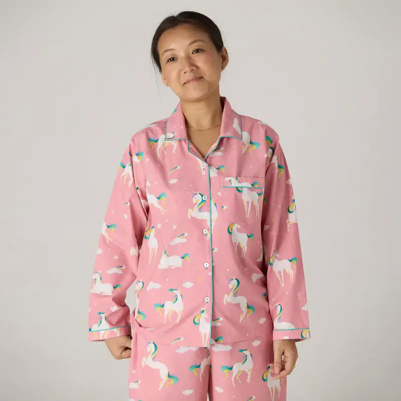 Rosa
menta
giallo Set pigiama da donna con unicorni organici in vendita all'ingrosso su Faire2