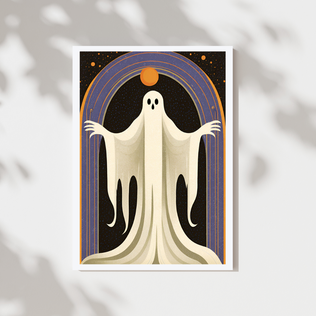 Cryptic Paper Co. - Wholesale Art Print - Celestial Art Deco Ghost Halloween Wall Art Print 1