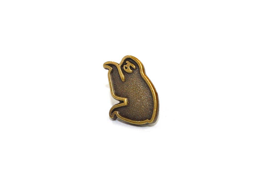 Sloth Steady - Wholesale Lapel Pin/Button - The Gold on Gold Mini Sloth Pin1