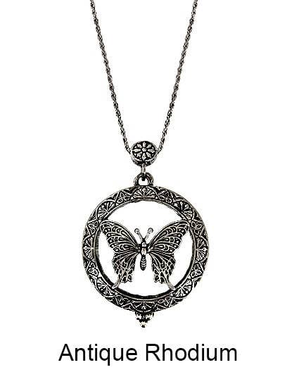 TheTizana - Wholesale Pendant/Charm Necklace - Butterfly 6 Times Magnifier Magnifying Glass Top Sliding Mag1