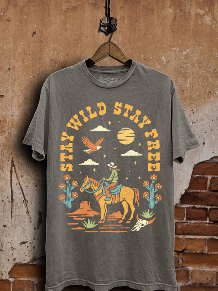 Lotus Fashion Collection - Wholesale T-Shirt (Graphic) - Women's - Stay Wild Stay Free Graphic Top1