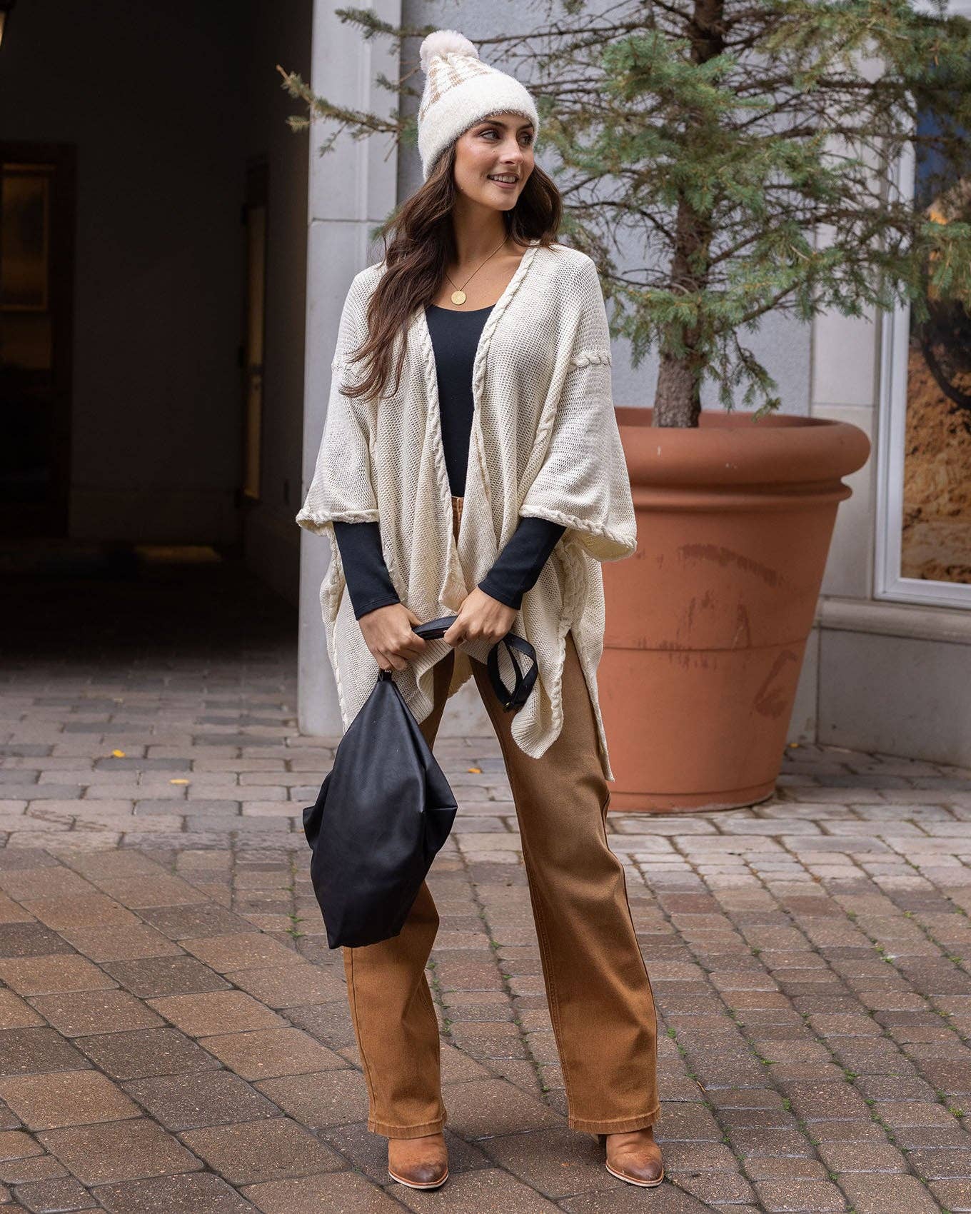 Cognac Button Fly Premium Wide Leg Denim for wholesale on Faire3