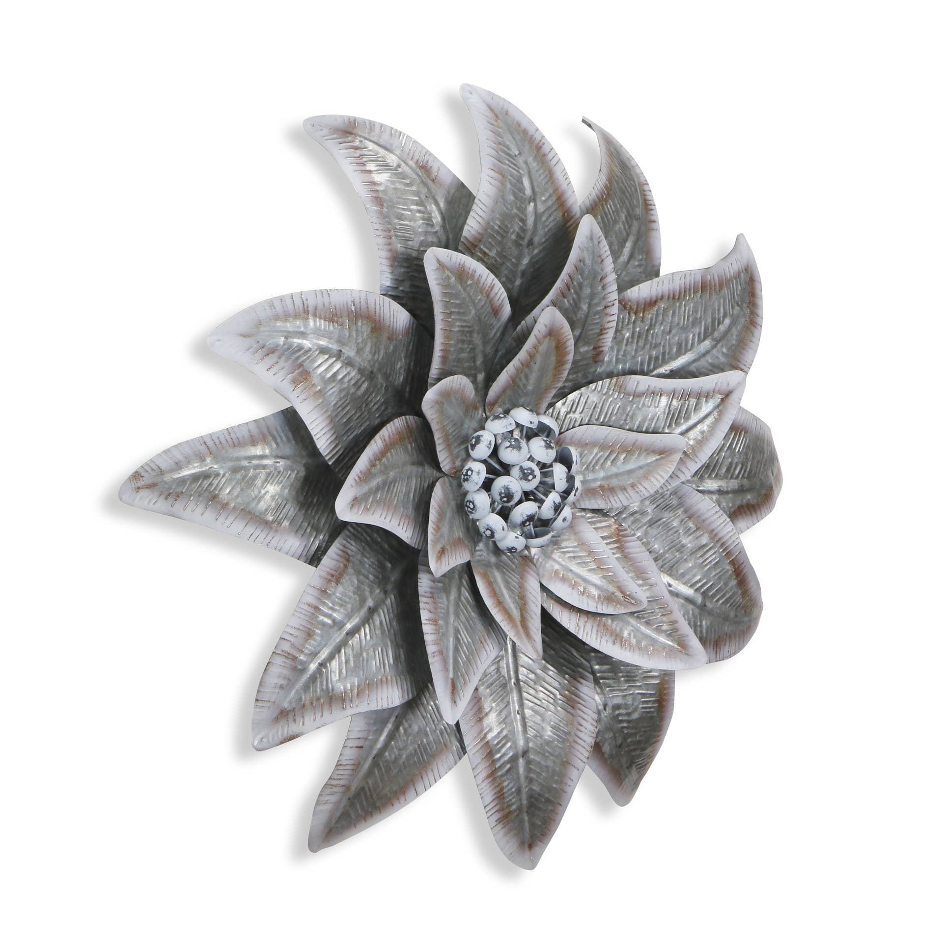 Galvanized Metal Wall Flower With Buds Faire Com
