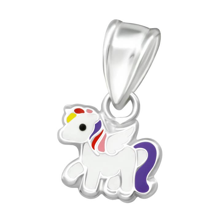Mini unicorn pendant, 925 silver, e-coated for wholesale by Janusch