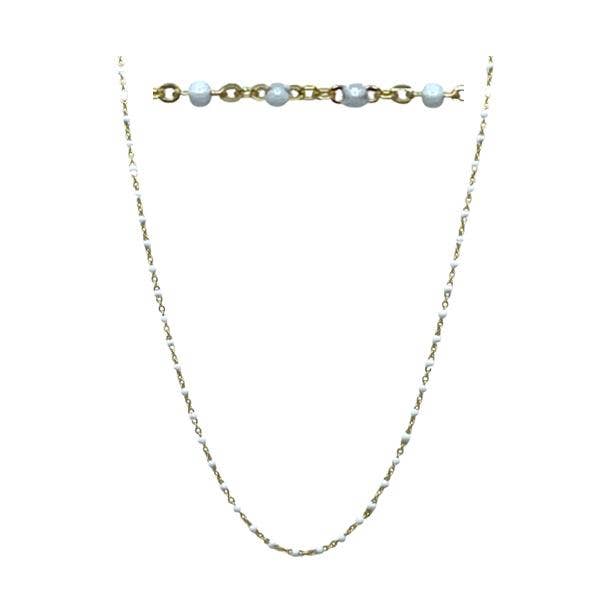 2mm Enamel Beaded Necklace: White: Vermeil or Plated for wholesale by Athena Designs