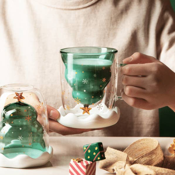 giftland - Wholesale Coffee Mug - Christmas Coffee Mug - Double Wall Glass with Lid2