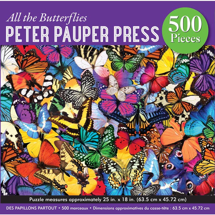 Peter Pauper Press - Wholesale Puzzle - Adult - All the Butterflies 500 Piece Jigsaw Puzzle