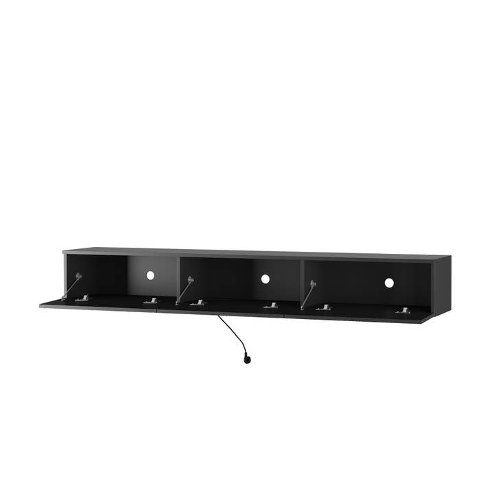 39F Inc. - Wholesale Console Table - 67" Floating TV Stand, 16 Color LEDs, Wall Mounted, Black15