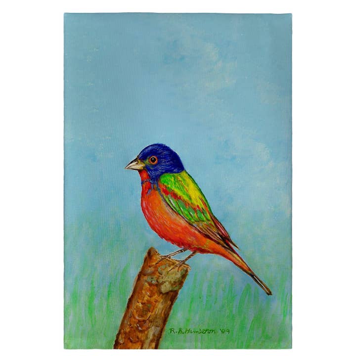 Betsy Drake Interiors - Wholesale Tea Towel - Painted Bunting Guest Towel