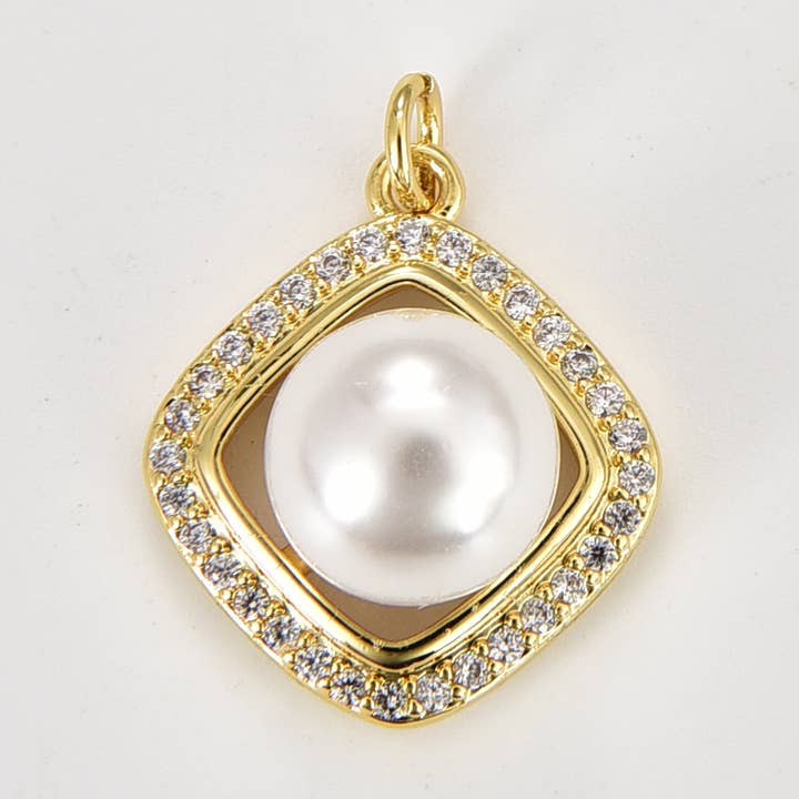 Gold Filled Classic Gold Vintage Style Pearl Charm, CP1826 for wholesale by Beads Creation