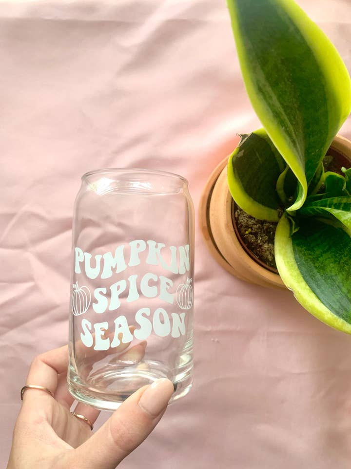 Pumpa krydda säsong glasburk, pumpa krydda kaffekopp för wholesale av MarieDesignCo