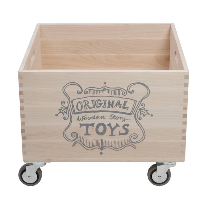 wooden storage crate on wheels - full for wholesale by Wooden Story Sp. z o.o.