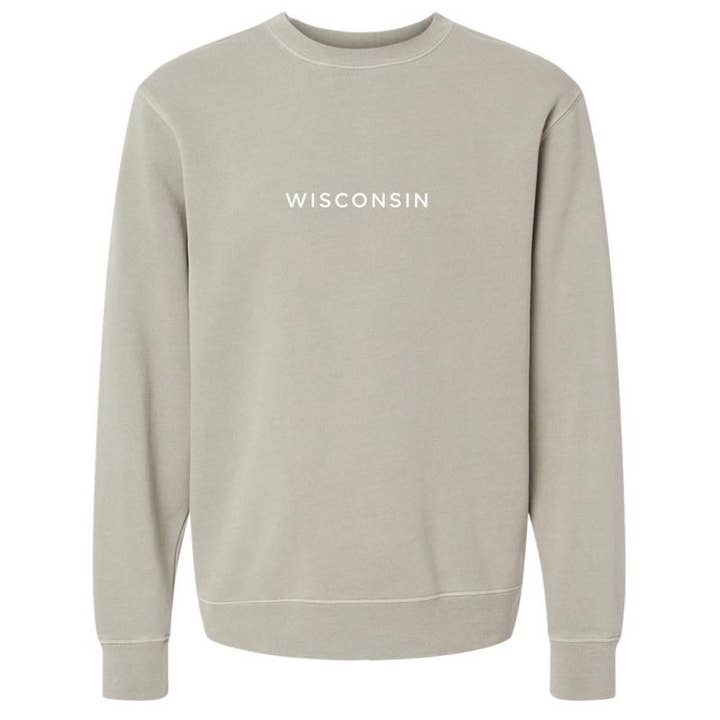 Wisconsin Embroidered Crew (Pigment Cement) for wholesale by Jupmode