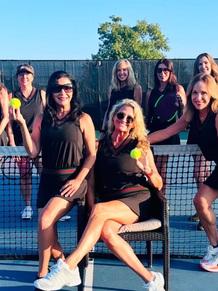 Tennis Skirt & Tank SET - "For the Win" Black/Red/Green for wholesale by Runway Athletics