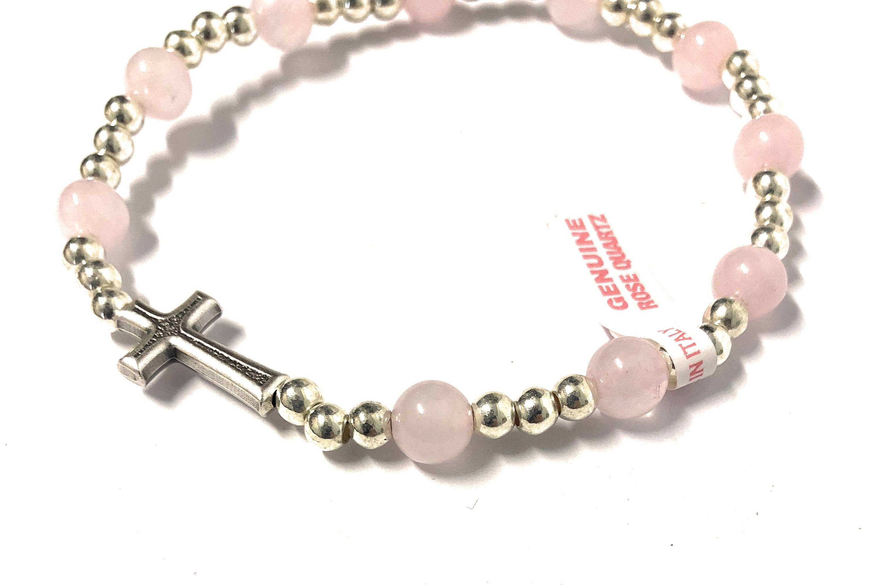 Costa Articoli Religiosi – Engroshandel Perlearmbånd – Elastisk armbånd i ægte rosenkvarts med perler på 6 mm1