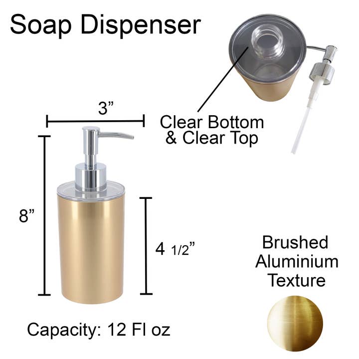 Evideco French Home Goods - Wholesale Soap Dispenser - Modern Brushed Soap Dispenser 12 fl oz6