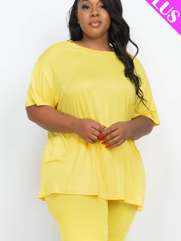 CAPELLA APPAREL - Wholesale Lounge Set - Women's - Plus Size Loose Fit Top & Bike Shorts Set
