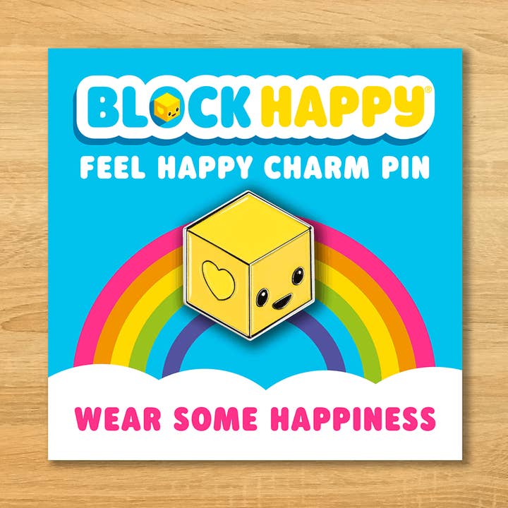 Block Happy Enamel Pin for wholesale by Idea Parlour