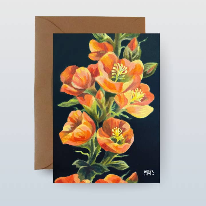 5"x7" Globemallow Greeting Card for wholesale by Painting the Southwest