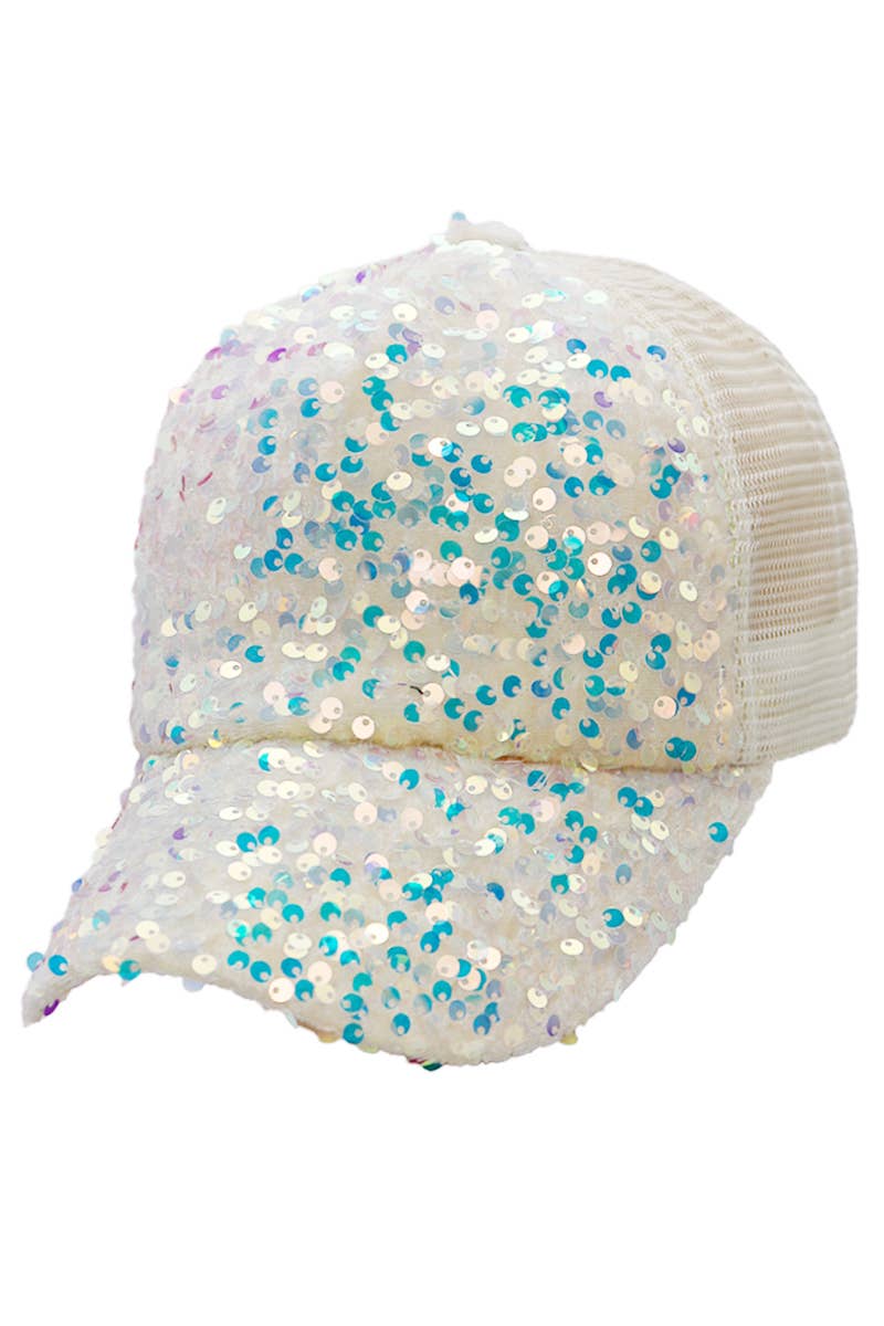 Cap Zone - Venta al por mayor Gorra trucker - Mujer - Gorra de camionero de poliéster adornada con lentejuelas metálicas3