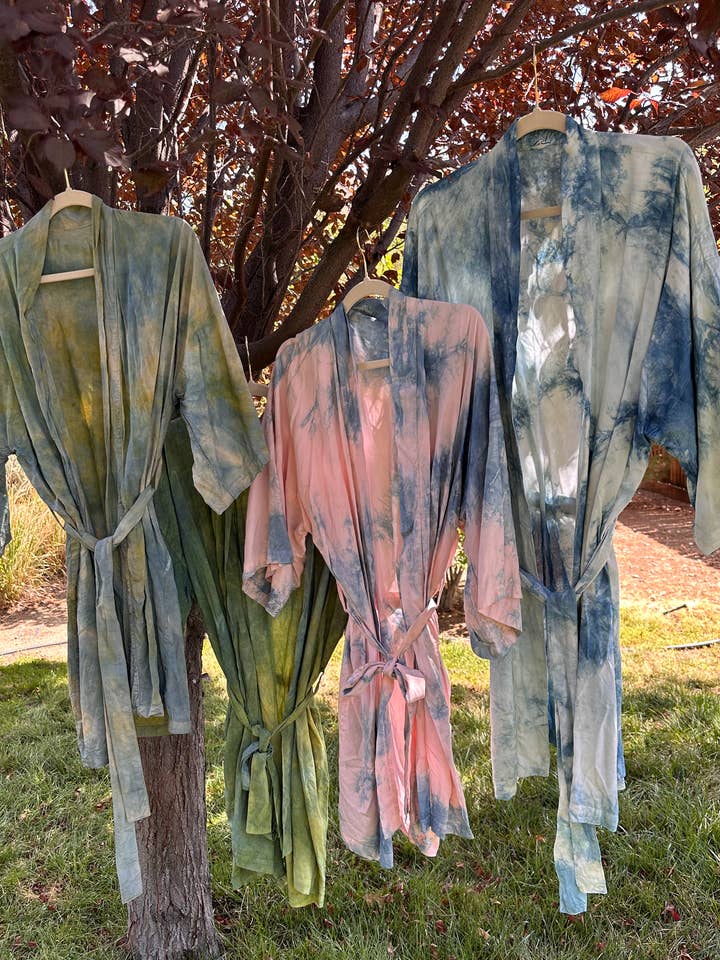 Plant Dyed Kimono Robe - Silky Cupra Rayon - Open Sizing for wholesale by Ebb & Flow