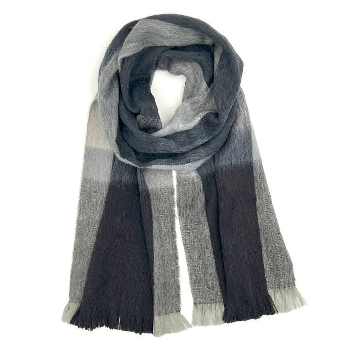 Shupaca Alpaca - Wholesale Scarf - Unisex - NEW! Alpaca Plaid Scarf - Steel