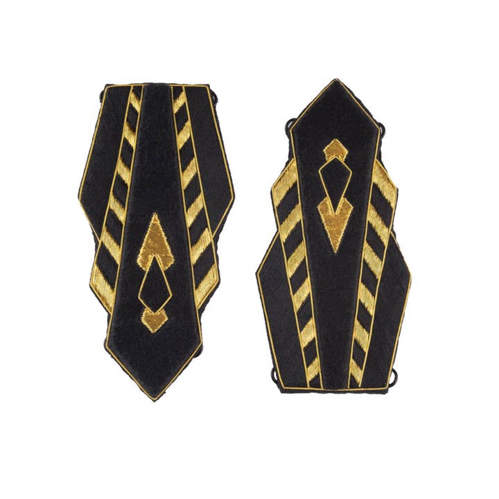 Colette black and gold shoulder pads for wholesale by Madame Hippolyte