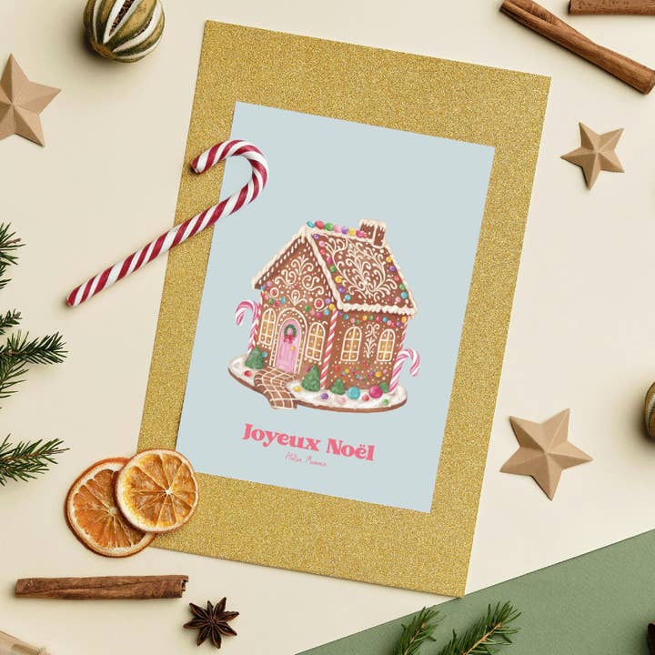 Atelier Mamour - Wholesale Everyday Greeting Card - " Merry Christmas - Blue Gingerbread "3