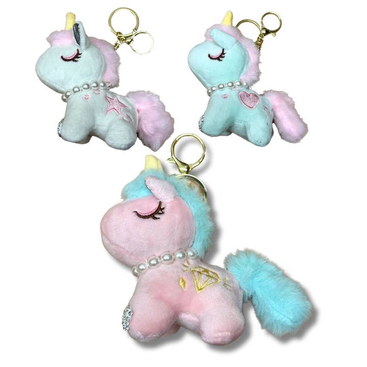 Unicorn Plush Soft Keychain for wholesale by ZKY Wholesale