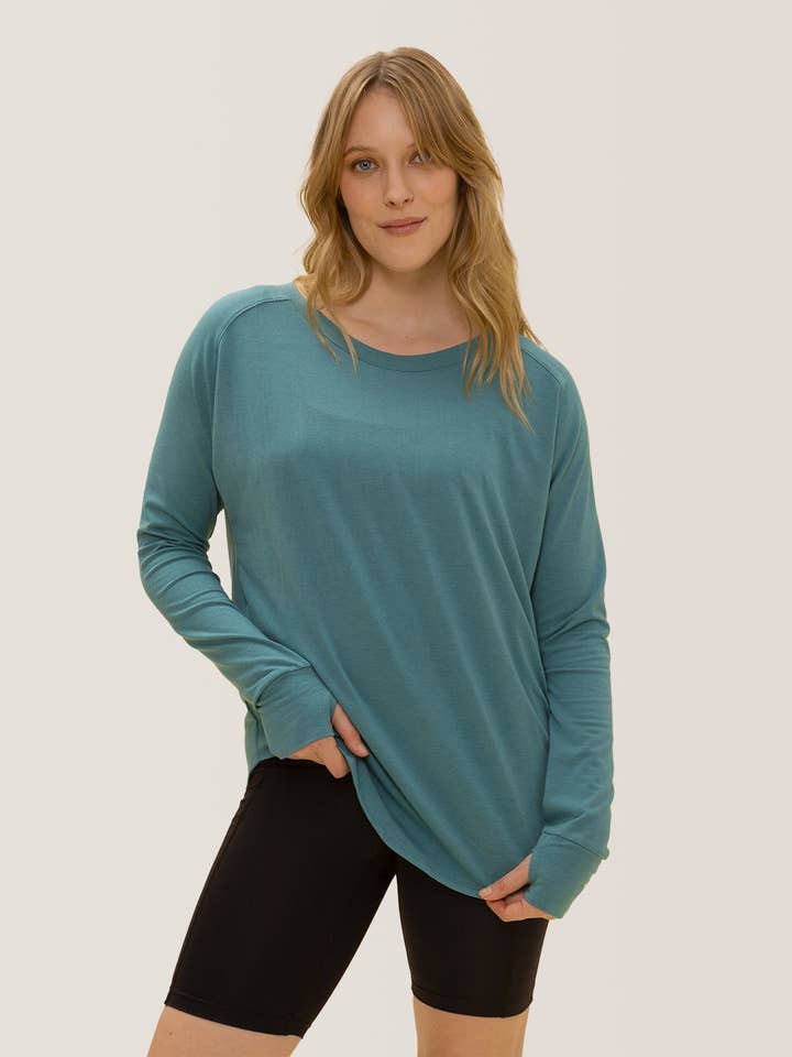 Cozy Long Sleeve Shirt - Aquamarine for wholesale by Rose Boreal