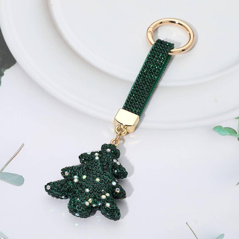 Sensibling Corp. - Wholesale Keychain - Women's - Bling Studded Christmas Tree Keychain Bag Charm1