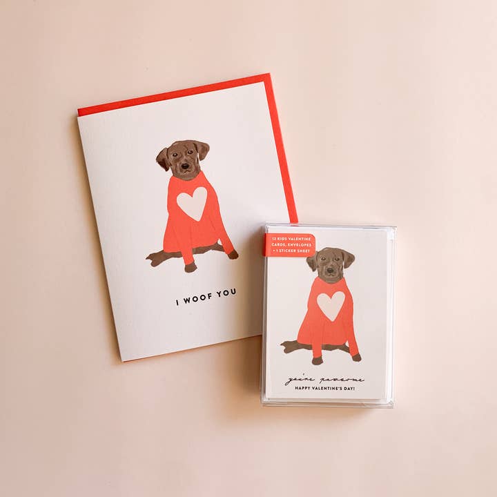 Joy Paper Co. - Wholesale Valentine's Day Card - Cute Dog Card I Woof You Love Card1