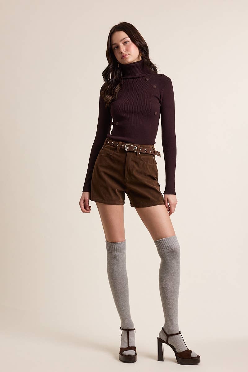 Sky to Moon - Wholesale Knit Sweater - Women's - FLOWER POINT TURTLE NECK SLIM FIT-IN KNIT SWEATER7