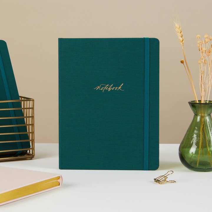 Carnet de notes de luxe - Vert genévrier (tissu) pour la vente par Blush And Gold