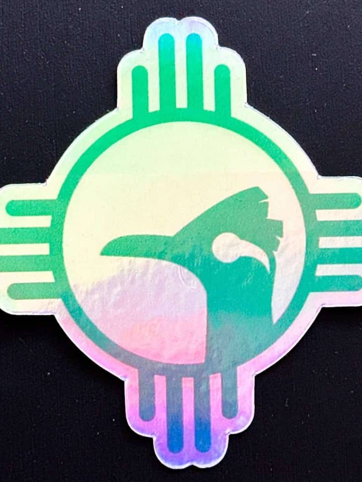 Holographischer Zia (Blau) + Road Runner 3-Zoll-Stanzaufkleber für den Großhandel von Mobius Theory