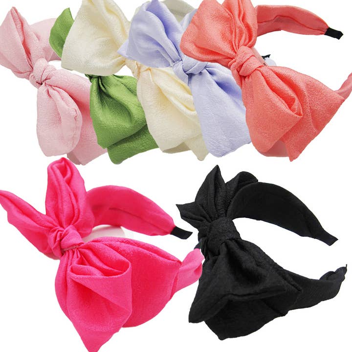 Fashion City - Wholesale Fashion Headband - Women's - Fluffy Colorful Bow Headband