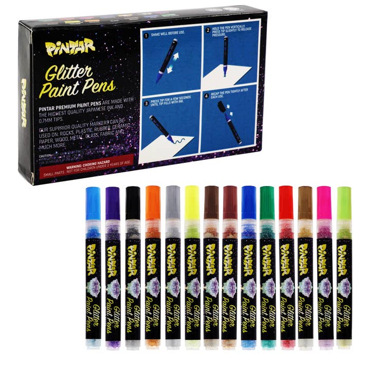 Pintar Art Supply - Wholesale Marker - Pintar Glitter Paint Pens 14 Pack Acrylic Extra Fine Tip 0.7mm1