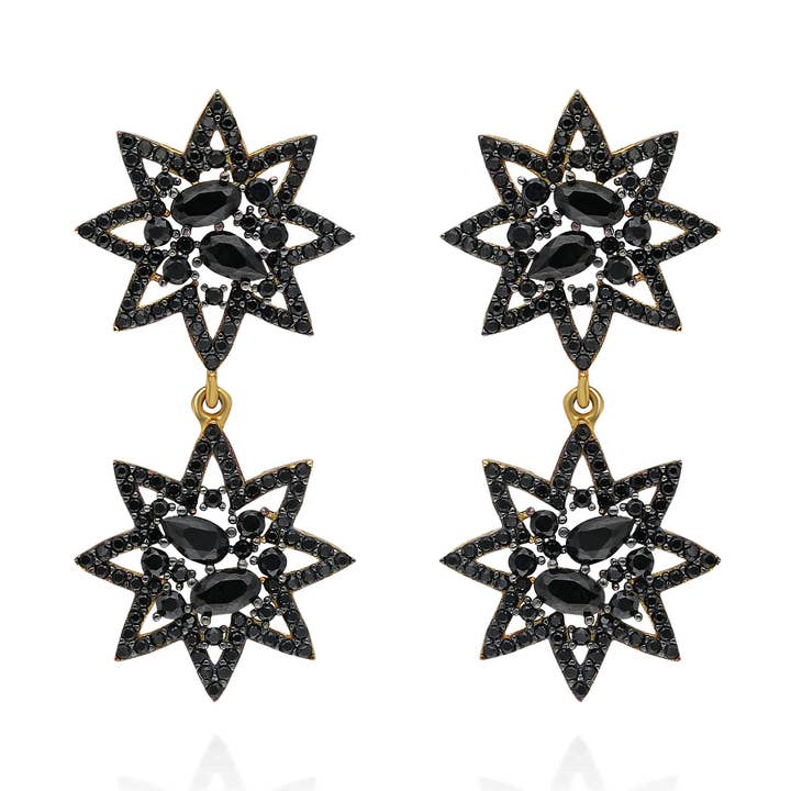 Lille Lacelike Star Drop Øreringe - Sort for engroshandel hos JCM London