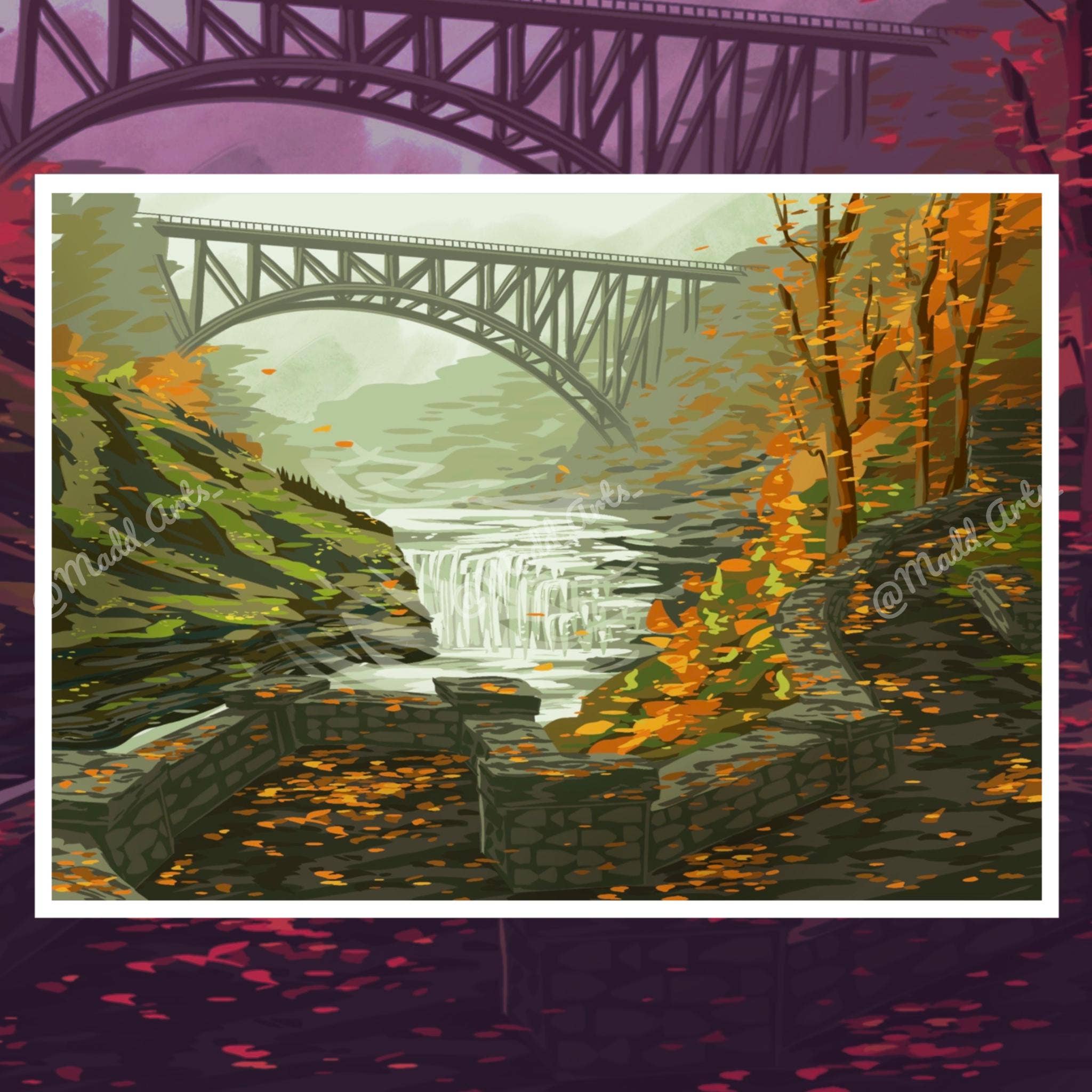 Madd Arts - Vendita all'ingrosso Stampa artistica - Stampa d'Arte Cascata Autunnale del Parco Statale di Letchworth3