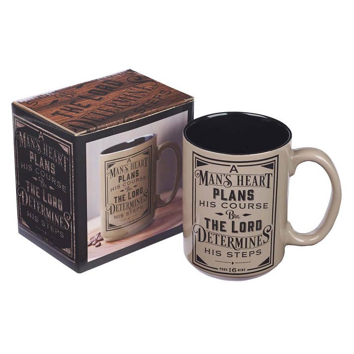 Christian Art Gifts - Wholesale Coffee Mug - Mug Brown/Black A Man's Heart Prov. 16:91