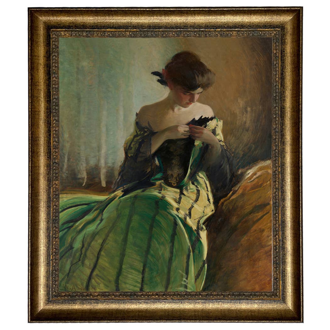Madison Bay Co. - Historical Home Decor Reproductions - Vendita all'ingrosso Stampa artistica - Stampa su Tela Vintage di Donna in Abito Nero e Verde37