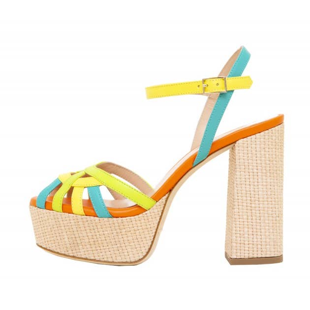 Anita Plateau-Sandale mit blockabsatz und geflochtenem Raffia für den Großhandel von Ernesto Esposito