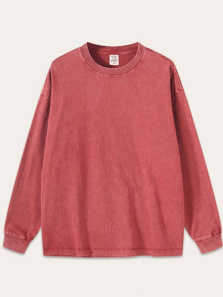 Dipped Shop - Wholesale T-Shirt - Women's - Vintage Washed Crew Neck Long Sleeve T-shirt DP25E5692