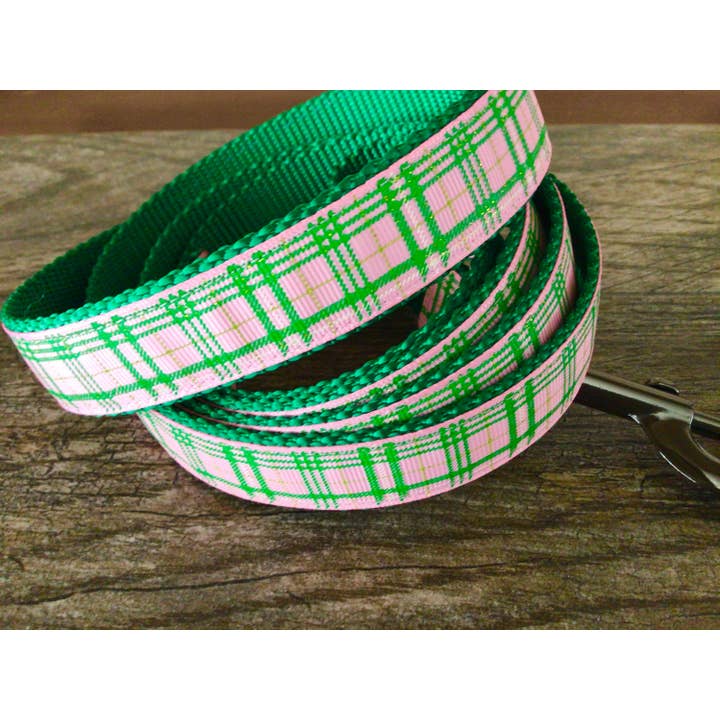 Schmoopsie Couture - Wholesale Hondenriem - Hond - Roze en groene geruite hondenriem