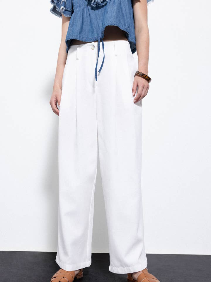 High Waisted Wide-Legged Trousers (408948-10) for wholesale by Lanidor