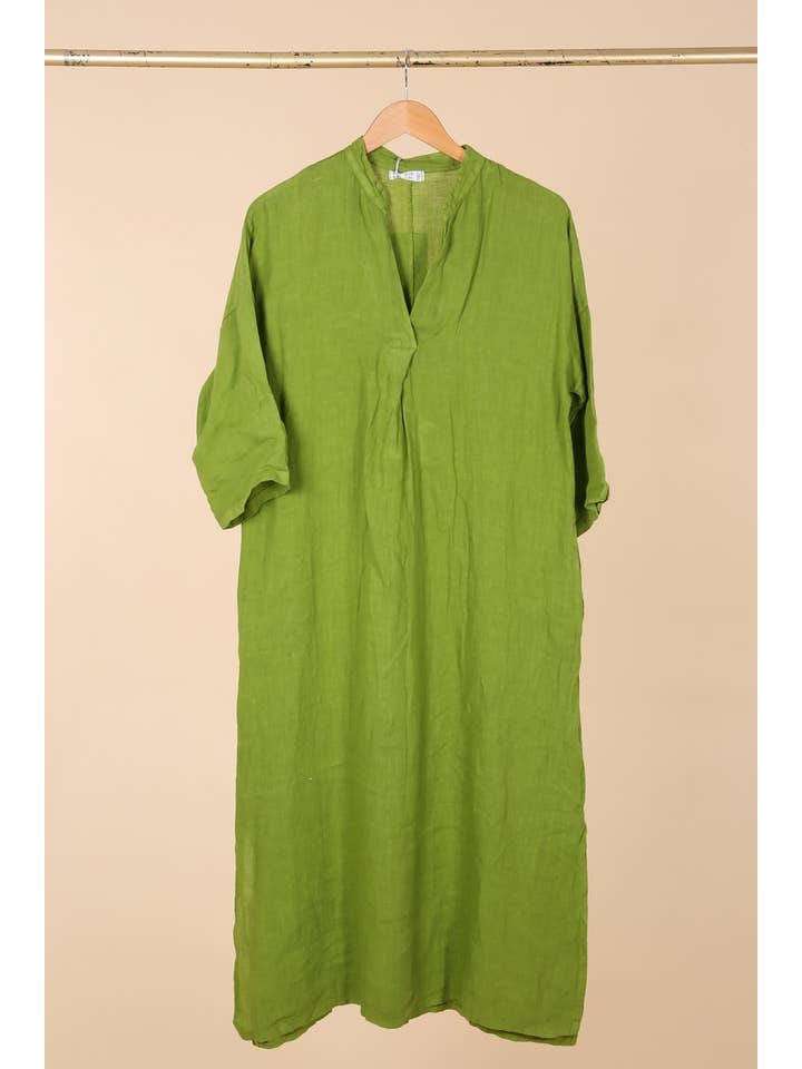 la maison des fibres naturelles – wholesale Klänning - Dam – Lång klänning med tunisisk krage 29340 i 100 % linne20