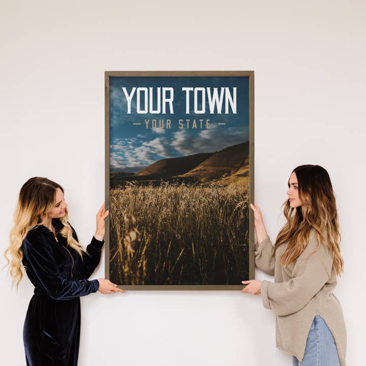 Hangout Home – Großhandel Schilder – Your Town — Personalisierte Wandkunst — gerahmtes Natur-Wanddekor